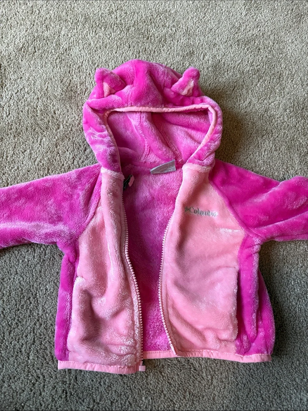 Columbia Hot Pink and Light Pink Plush Hooded Jacket